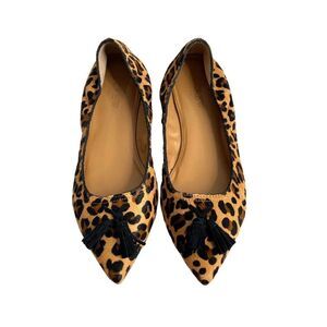 J. Crew Calf hair leopard tassel‎ stretch flats Sz 7 Item J7004